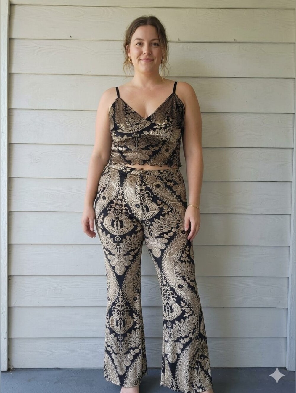 NWT 12th Tribe Paisley Print Two Piece Set Top L Pants XL